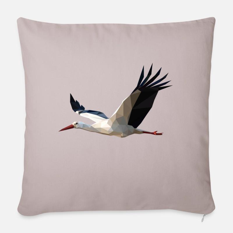cigogne - Housse de coussin décorative 45 x 45 cm - taupe clair