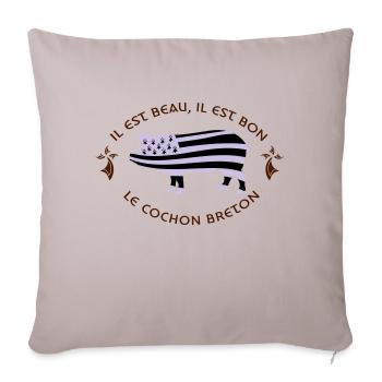 BRETAGNE - GWENN HA DU - COCHON BRETON - Housse de coussin décorative 45 x 45 cm - taupe clair - Devant