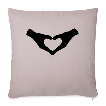 Herz Hände / Hand Heart 2 - Sofakissenbezug 45 x 45 cm - helles Taupe - Vorne