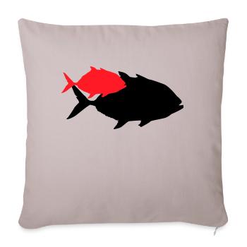 Silhouette de poisson piranha - Housse de coussin décorative 45 x 45 cm - taupe clair - Devant