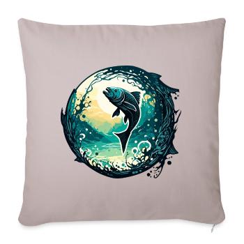 Angler Siluette / Fishing / Fish / Lake / Sport - Sofa pillowcase 17,3'' x 17,3'' (45 x 45 cm) - light taupe - Front