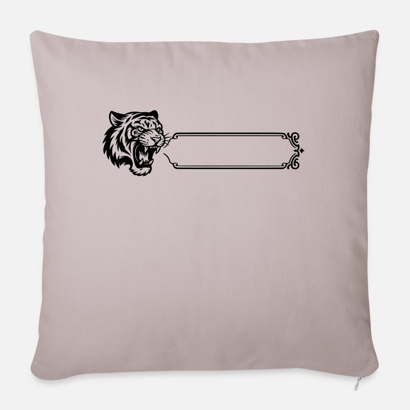 Tiger - Surname, First Name - Sofa pillowcase 17,3'' x 17,3'' (45 x 45 cm) - light taupe