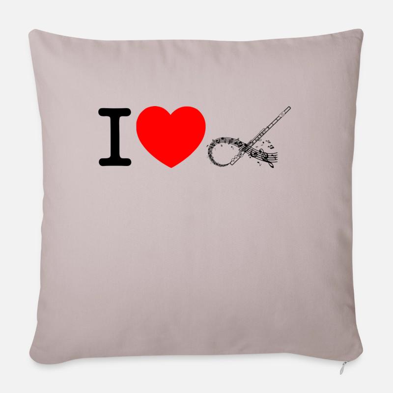 J’adore la flûte - Housse de coussin décorative 45 x 45 cm - taupe clair