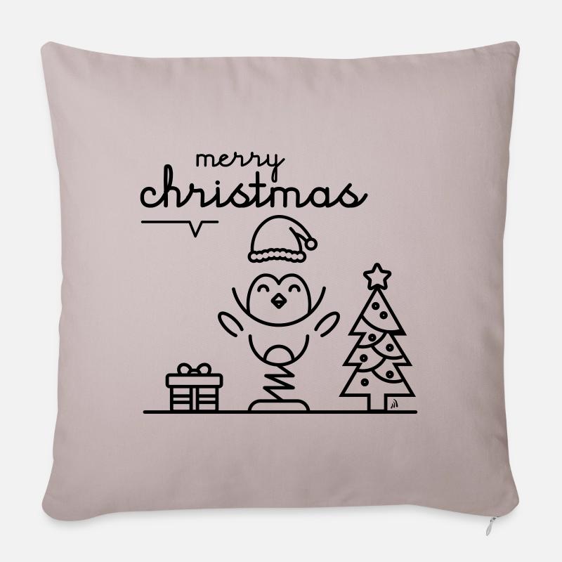 Weihnachtspinguin 2 - Sofakissenbezug 45 x 45 cm - helles Taupe