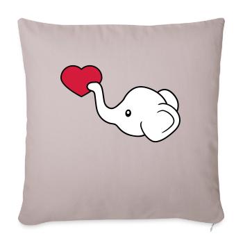 tête d'éléphant coeur amour donner en amour assis - Housse de coussin décorative 45 x 45 cm - taupe clair - Devant