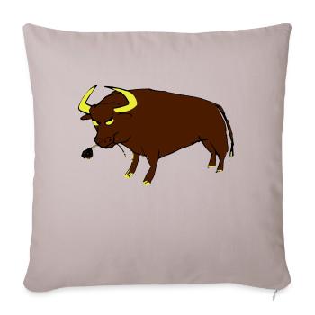 Taureau Basque - Housse de coussin décorative 45 x 45 cm - taupe clair - Devant
