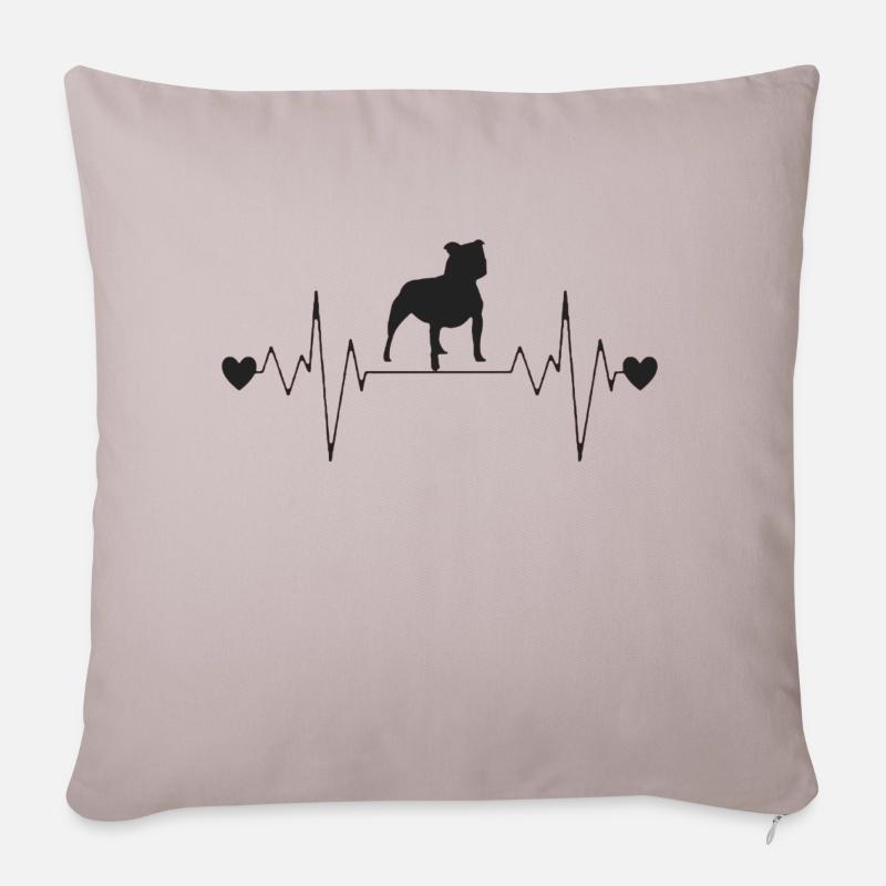 Pitbull, Heartbeat - Sofakissenbezug 45 x 45 cm - helles Taupe