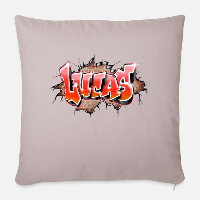 Lucas graffiti name red - Sofakissenbezug 45 x 45 cm - helles Taupe