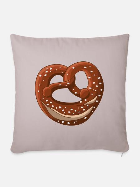 bayrische Brezel - Sofakissenbezug 45 x 45 cm - helles Taupe