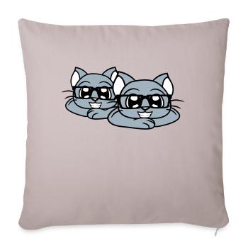 2 Schlaue Nerd Katzen Hornbrille Geek Brillen Team - Sofakissenbezug 45 x 45 cm - helles Taupe - Vorne