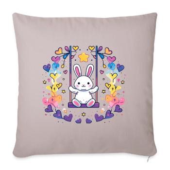 Design joyeux de balançoire de lapin - Housse de coussin décorative 45 x 45 cm - taupe clair - Devant