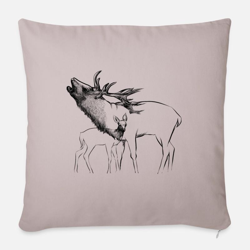 cerf - Housse de coussin décorative 45 x 45 cm - taupe clair