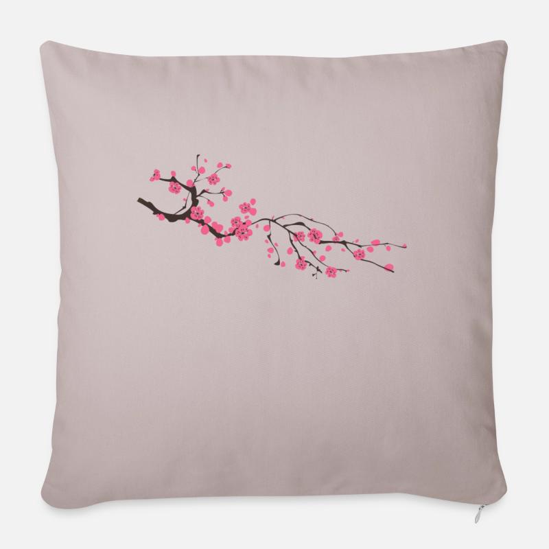 Branche avec fleurs idée cadeau - Housse de coussin décorative 45 x 45 cm - taupe clair