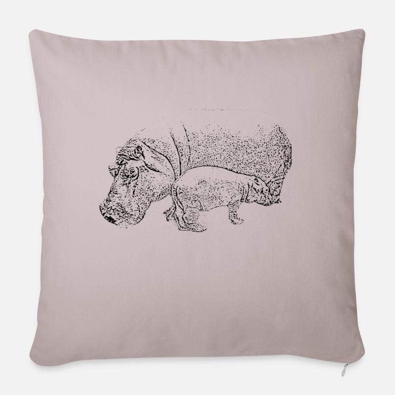 Hippo - Sofakissenbezug 45 x 45 cm - helles Taupe