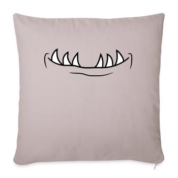bouche dents visage tête face petit monstre horreur - Housse de coussin décorative 45 x 45 cm - taupe clair - Devant