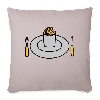 Teller Pommes Frites - Sofakissenbezug 45 x 45 cm - helles Taupe - Vorne