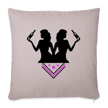 Party Woman Drunk Célébrant La Bouteille - Housse de coussin décorative 45 x 45 cm - taupe clair - Devant