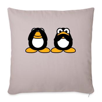 2 Penguins Talking Nothing See Mute Blind Friends - Sofa pillowcase 17,3'' x 17,3'' (45 x 45 cm) - light taupe - Front