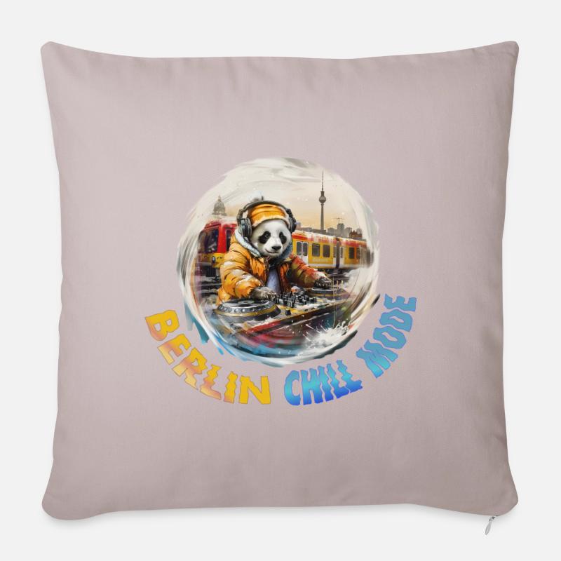 Berlin Chill Modus! – Cooles Berlin Panda Souvenir - Sofakissenbezug 45 x 45 cm - helles Taupe