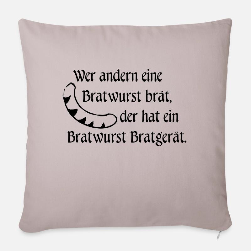 Bratwurst Bratgerät - Sofakissenbezug 45 x 45 cm - helles Taupe