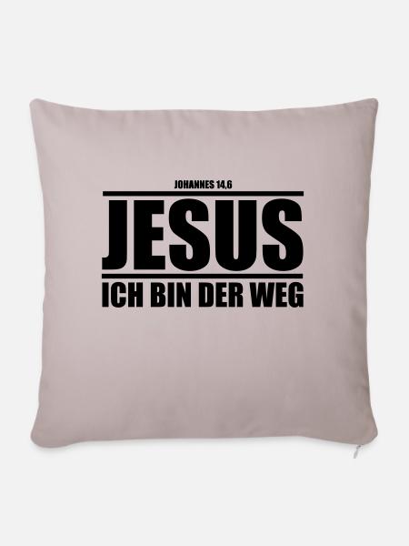 Jesus - Ich bin der Weg - Sofakissenbezug 45 x 45 cm - helles Taupe