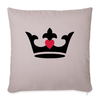 crown, heart - Sofa pillowcase 17,3'' x 17,3'' (45 x 45 cm) - light taupe - Front