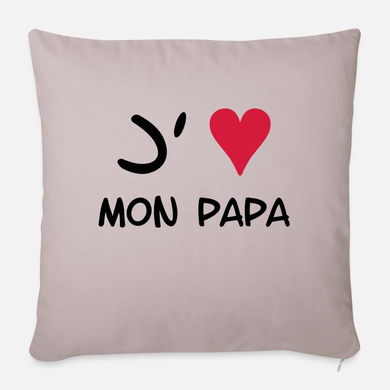 J'aime mon papa ! - Housse de coussin décorative 45 x 45 cm - taupe clair