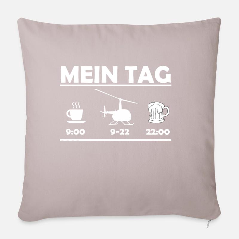 Mein Tag Hubschrauber - Sofakissenbezug 45 x 45 cm - helles Taupe