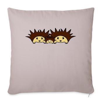 Cute Hedgehog Family - Sofakissenbezug 45 x 45 cm - helles Taupe - Vorne