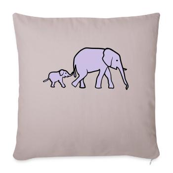 Elephant mother and baby - Housse de coussin décorative 45 x 45 cm - taupe clair - Devant