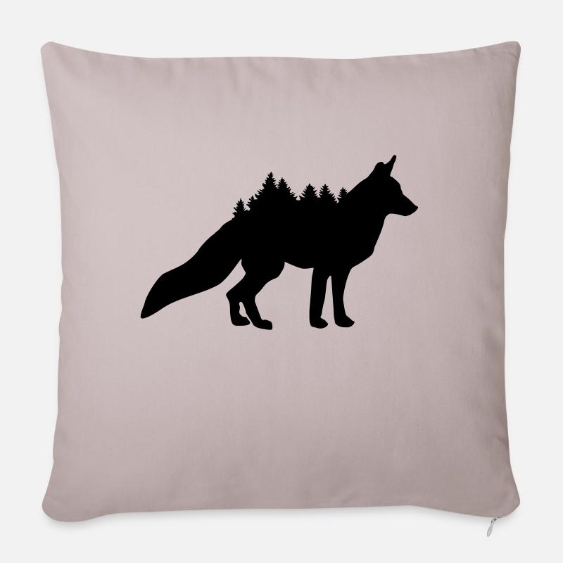 Fuchs und Wald - Sofakissenbezug 45 x 45 cm - helles Taupe