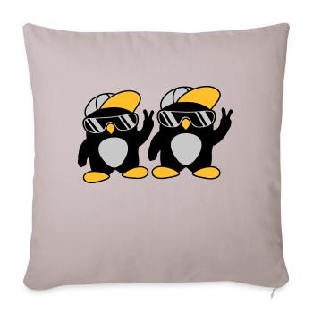 2 Freunde coole Pinguine - Sofakissenbezug 45 x 45 cm - helles Taupe - Vorne