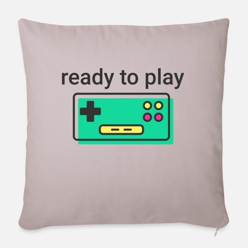 ready to play: retro clean Game Controller schwarz - Sofakissenbezug 45 x 45 cm - helles Taupe