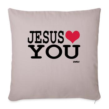 jesus loves you - Housse de coussin décorative 45 x 45 cm - taupe clair - Devant