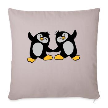 2 pingouins mignons dansant - Housse de coussin décorative 45 x 45 cm - taupe clair - Devant