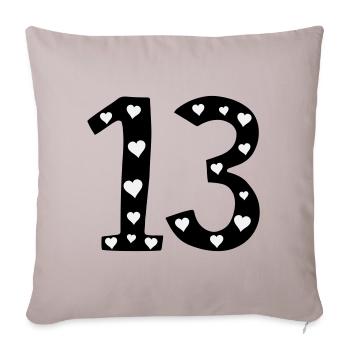 13 anniversaire avec coeur - Housse de coussin décorative 45 x 45 cm - taupe clair - Devant