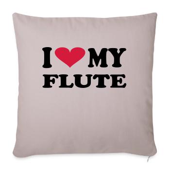 I Love My Flute - Housse de coussin décorative 45 x 45 cm - taupe clair - Devant