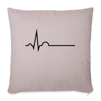 EKG mit Namenslinie - Sofakissenbezug 45 x 45 cm - helles Taupe - Vorne