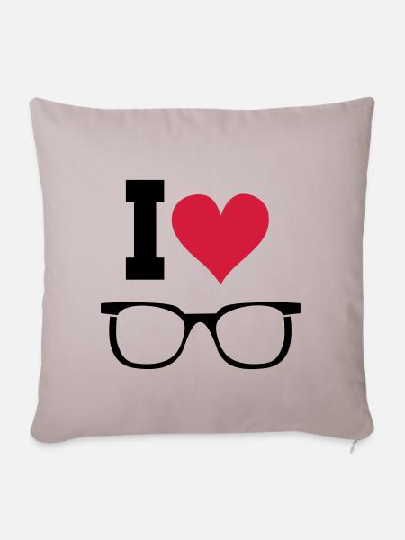 Brille Sonnenbrille Herz Statement Geschenk - Sofakissenbezug 45 x 45 cm - helles Taupe