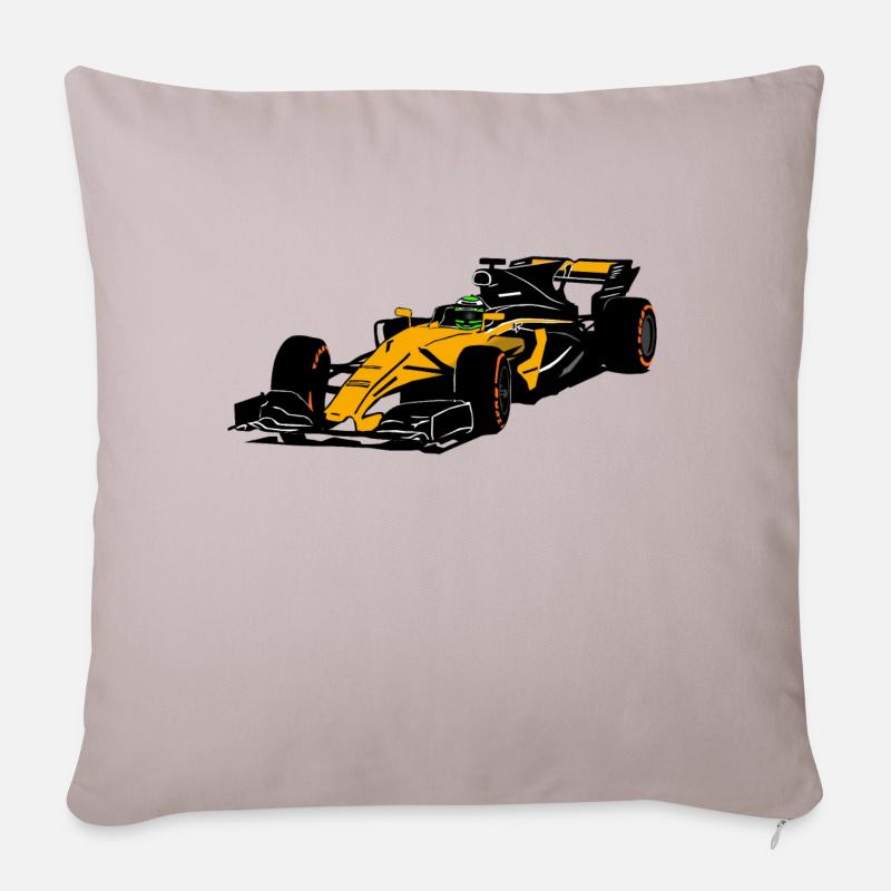Racecar - Rennauto - Sofakissenbezug 45 x 45 cm - helles Taupe