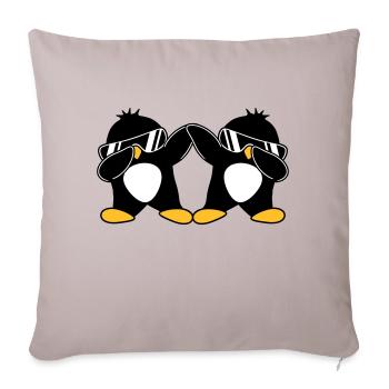 2 Dab Pinguine - Sofakissenbezug 45 x 45 cm - helles Taupe - Vorne
