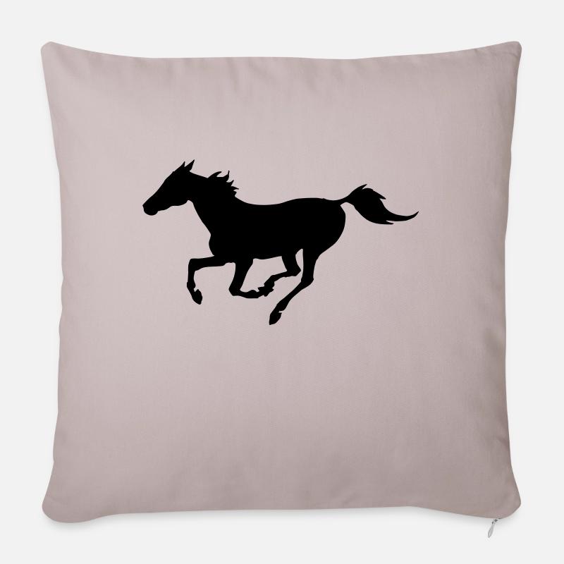 Cheval au galop - Housse de coussin décorative 45 x 45 cm - taupe clair