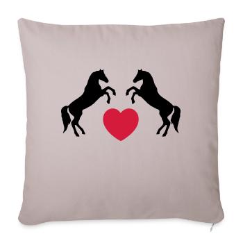 Two wild horses with heart - this design lets you - Sofa pillowcase 17,3'' x 17,3'' (45 x 45 cm) - light taupe - Front
