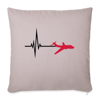 logo pulse frequency heartbeat line airplane airpl - Sofa pillowcase 17,3'' x 17,3'' (45 x 45 cm) - light taupe - Front