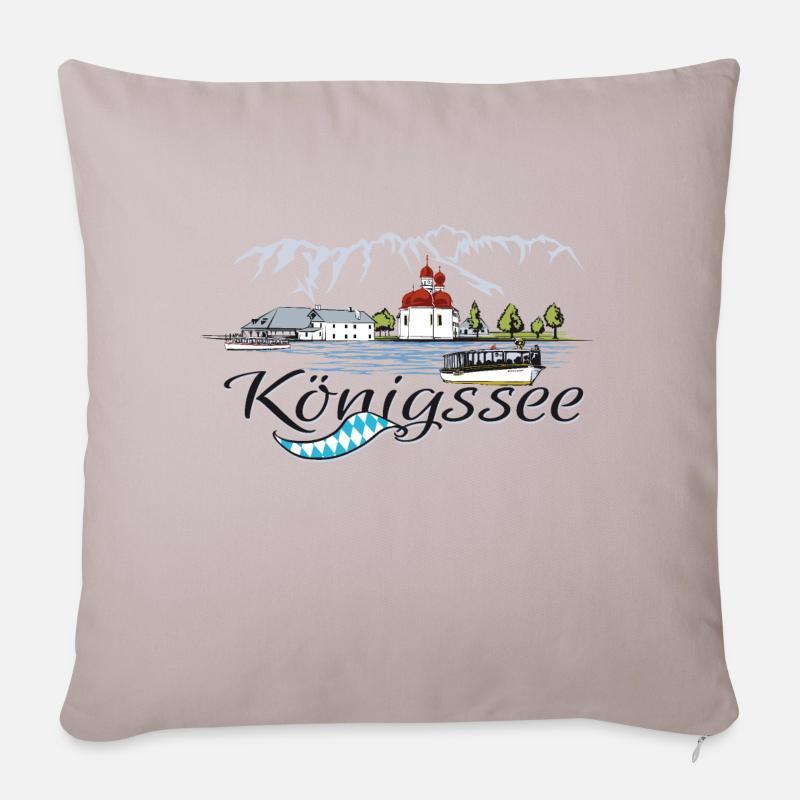 Königssee Halbinsel Hirschau St. Bartholomä - Sofakissenbezug 45 x 45 cm - helles Taupe