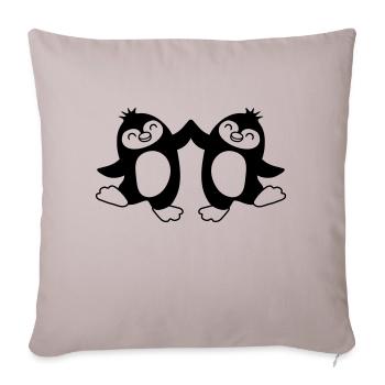 Bienvenue Penguins High Five - Housse de coussin décorative 45 x 45 cm - taupe clair - Devant