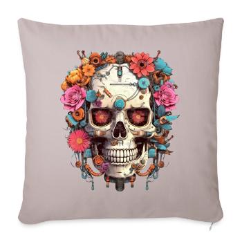 Cyborg Totenkopf Roboter Androide Sugar Skull - Sofakissenbezug 45 x 45 cm - helles Taupe - Vorne