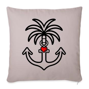 Palm Tree Anchor Heart Love - Sofa pillowcase 17,3'' x 17,3'' (45 x 45 cm) - light taupe - Front