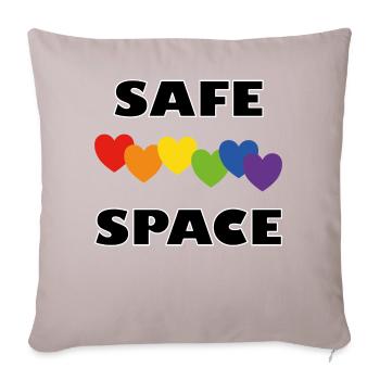 LGBTQ safe space rainbow hearts - Sofa pillowcase 17,3'' x 17,3'' (45 x 45 cm) - light taupe - Front