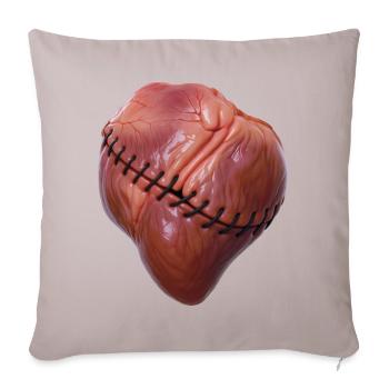 BROKEN HEART #2 - peace & love - Sofa pillowcase 17,3'' x 17,3'' (45 x 45 cm) - light taupe - Front